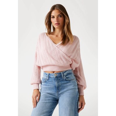 Pull Maille Ajourée Alpaga Mélangé GUESS