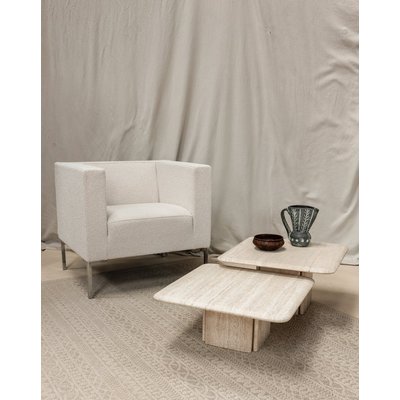 Paire de tables basses en travertin Marie-Pierre N°55 - Bon état DEBONGOUT