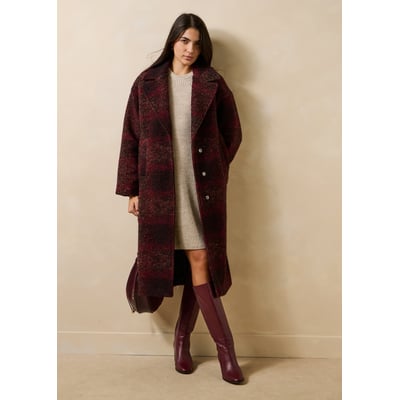Manteau 3/4 à carreaux col tailleur LA FEE MARABOUTEE