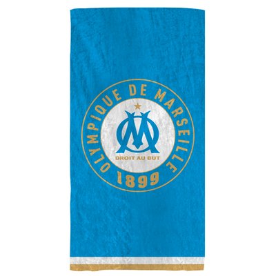 Drap de plage imprimé velours 100% coton, OM ÉQUIPE OLYMPIQUE DE MARSEILLE