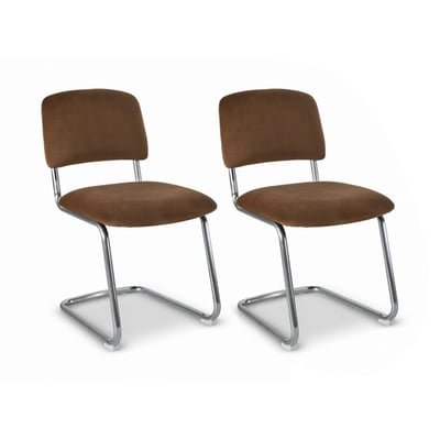 Lot de 2 chaises de table en velours, FELINE NOW'S HOME