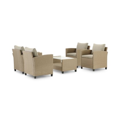 Salon de jardin 4 places, rotin, VERONA DEFORA HOME
