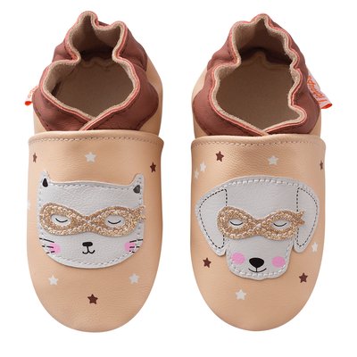 Chaussons bébé cuir souple Côme et Caire au bal masqué TICHOUPS