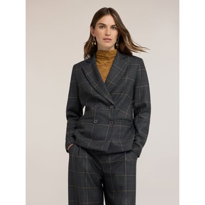 Veste structurée courte à double boutonnage à carreaux MOTIVI