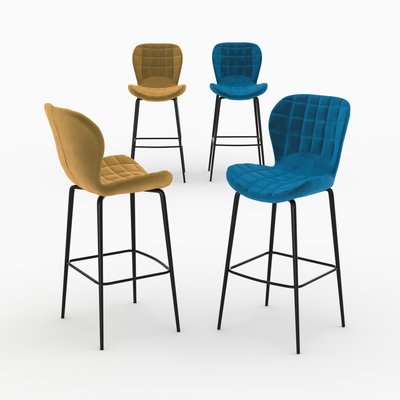 Pack 4 chaises de bar en velours 75 cm - MAZZIA RENDEZ-VOUS DÉCO