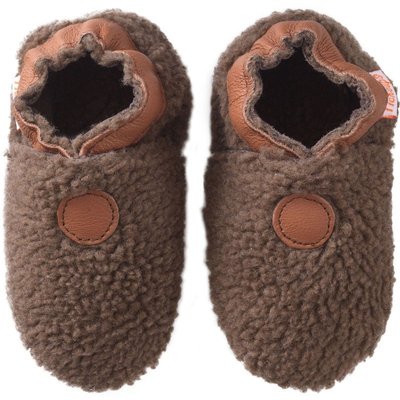 Chaussons bébé cuir souple Bouclettes marron TICHOUPS