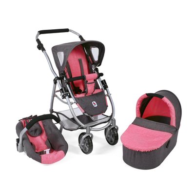 Poussette pour poupées, 3 en 1 EMOTION - anthracite-rose BAYER CHIC 2000