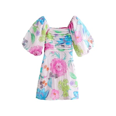 Robe courte à manches bouffantes NEXT