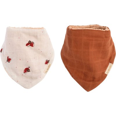 Lot 2 bavoirs bandanas Little Wonders + Taupe FILIBABBA