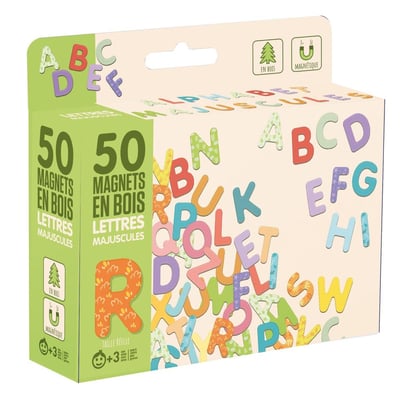 Magnets Bois 50 Lettes Majuscules JEUJURA