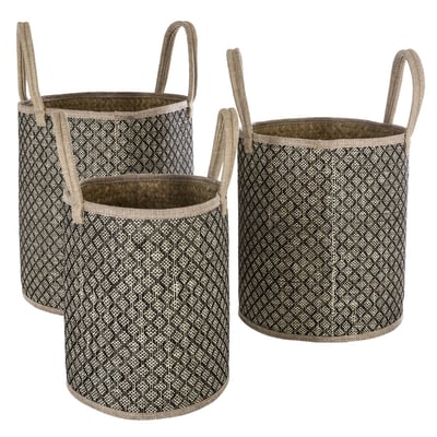Ensemble de 3 paniers de rangement en osier avec anse ATMOSPHERA