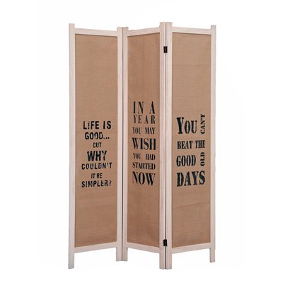 Paravent en bois de pin et en toile de jute, Organics HISPANOHOGAR
