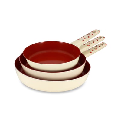 Lot de 3 poêles 20/24/28 cm en aluminium, CERISE MENASTYL