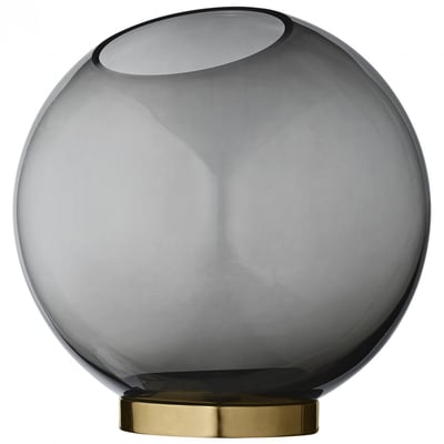 Vase Globe Verre et Laiton Large Diam 21 cm AYTM