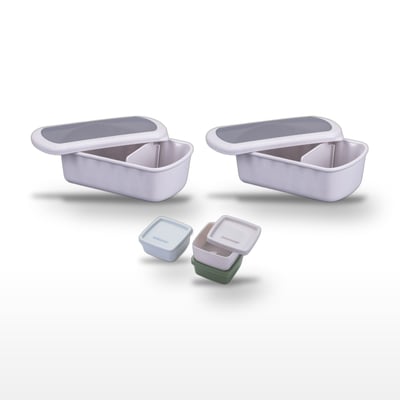 Lot de 2 lunch box 1L avec 3 boîtes à sauce STORAGE FACKELMANN