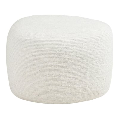 Pouf blanc tissu chenille forme organique 55 cm BERLIN PIER IMPORT