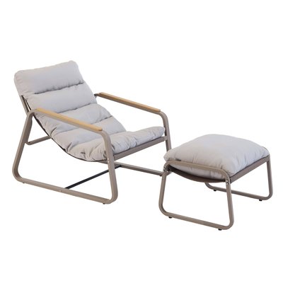 Fauteuil relax en acier et polyester avec repose-pieds OVIALA