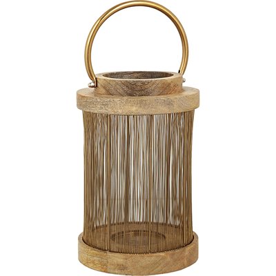 Lanterne décorative bois et métal doré esprit naturel chic RECOLLECTION