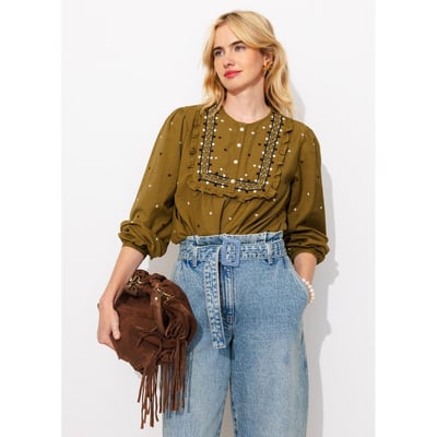 Blouse brodée à plastron PROMOD