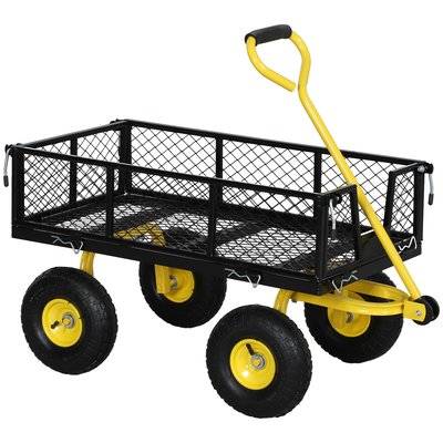 Chariot modulable en acier - max. 200 Kg - noir jaune OUTSUNNY