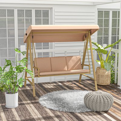 Balancelle de jardin 3 places toit réglable coussins beige OUTSUNNY