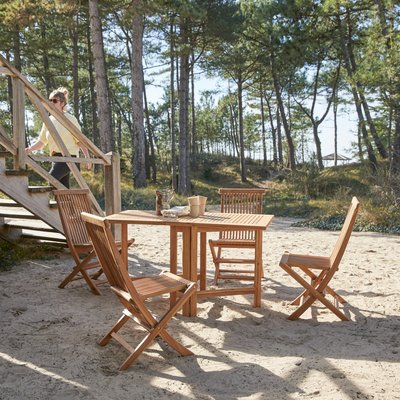 Ensemble de jardin pliant en acacia massif 4 chaises CAPRI TIKAMOON