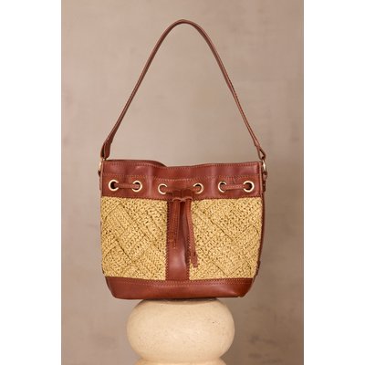 Sac seau en cuir et raphia LUCIEN Maison 123