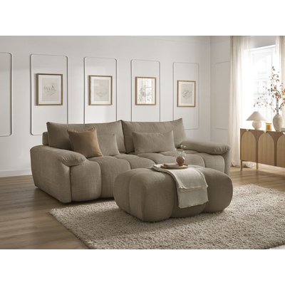 Canapé droit fixe 4 places en tissu texturé avec pouf, IVANE BOBOCHIC