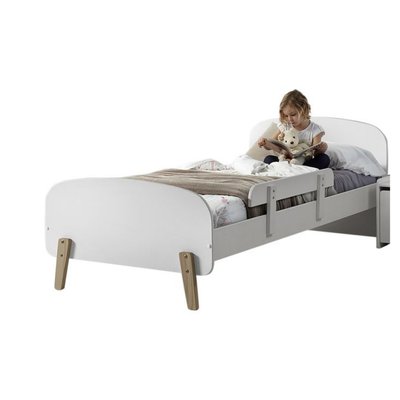 KIDDY Lit simple en laque et brut et sommier + Barrière de sécurité VIPACK