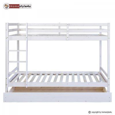Lits superposés simple blancs 90x200cm avec tiroir de rangement HOMESTYLE4U