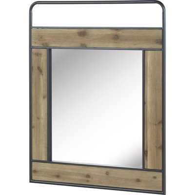 Miroir mural en bois naturel et métal  esprit atelier RECOLLECTION