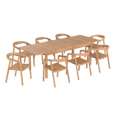 Table et chaises de jardin 8-10 personnes en teck massif - KORA RENDEZ-VOUS DÉCO