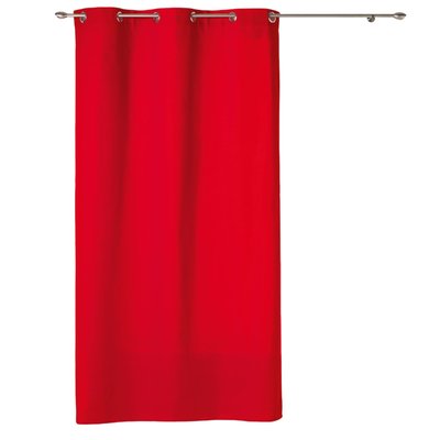 Rideau a oeillets coton uni Panamas rouge DOUCEUR D'INTÉRIEUR