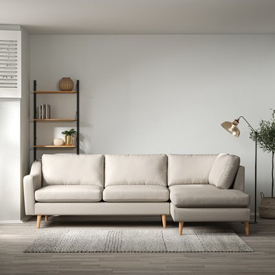 Rosa Curve Soft Brushed Chaise - Right Facing with Light Wood Legs SO'HOME