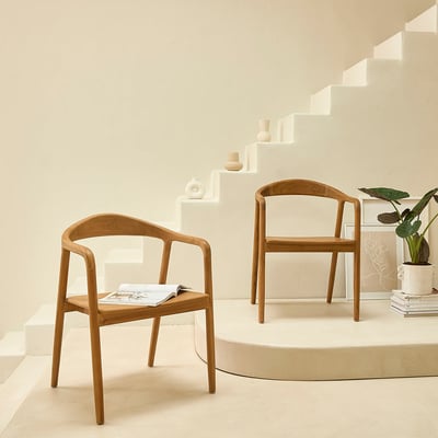 Lot de 2 chaises en teck massif  AMBRE BERAH GETAH