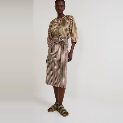 Jupe midi portefeuille, European Flax MONOPRIX