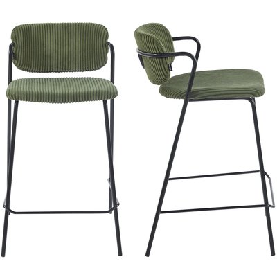Lot de 2 tabourets de bar en velours côtelé - JONES HOMIFAB