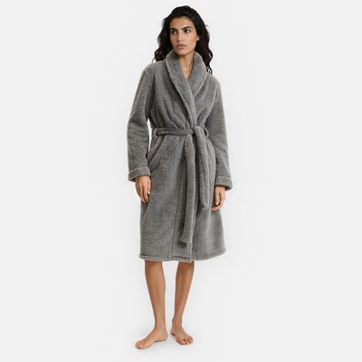 Fleece Dressing Gown with Shawl Colour LA REDOUTE COLLECTIONS