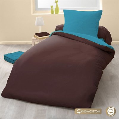 Parure housse de couette imprimée avec taie(s) coton, bicolore C DESIGN HOME TEXTILE