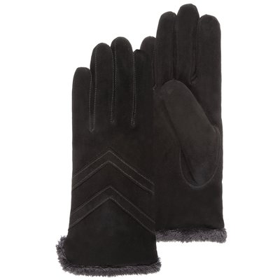 Gants tactiles en cuir de chèvre velours - doublés micro imitation fourrure ISOTONER