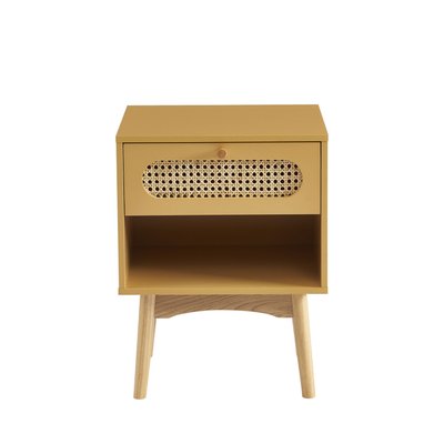Table de chevet 1 tiroir en bois et cannage- CANNO DRAWER