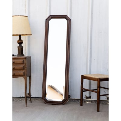 Grand miroir vertical biseauté en bois foncé Georges N°1361 - Bon état DEBONGOUT