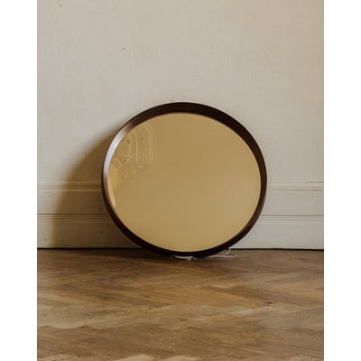 Miroir rond en palissandre Igor N°1184 - Bon état DEBONGOUT