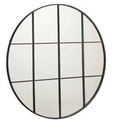 Miroir mural fenêtre rond métal noir 100cm WADIGA