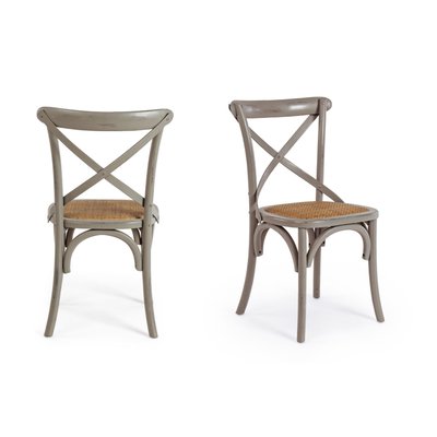 Chaises bistrot en rotin (lot de 2) - ESTAMINET HELLIN, DEPUIS 1862