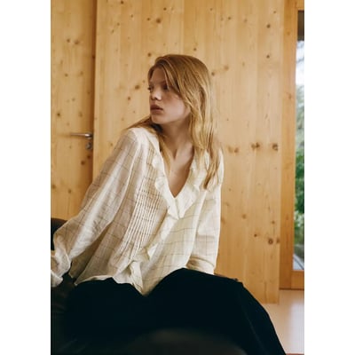 Blouse à carreaux avec volants MANGO TEEN