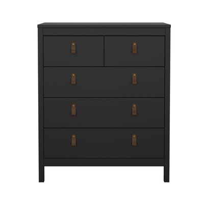 Commode 5 tiroirs noir mat H98,9 cm - BARCELONE CALICOSY