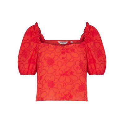 Broderie Anglaise Top with Square Neck NAF NAF