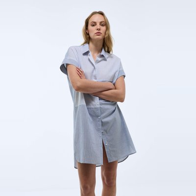 Chemise de nuit à rayures en patchwork en coton BIO MONOPRIX