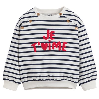 Sweat boutonné, rayé et à message, molleton LA REDOUTE COLLECTIONS